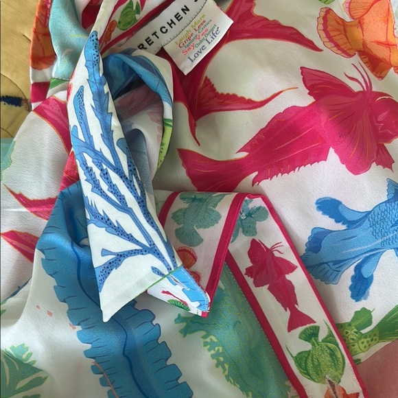 Gretchen Scott Designs 3/4 sleeve blouse Button Down Shirt Medium - Picture 6 of 8